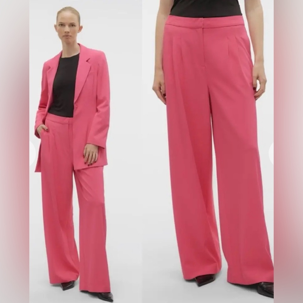 VERO MODA NEW Charity Wide Leg Pants Color: Raspberry Sorbet Size 34/32 NWT